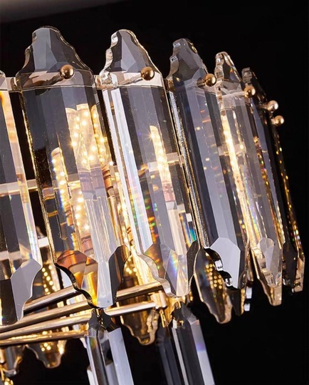 Люстра подвесная, золото, хрусталь, KISS 80*30 металл, E14.
