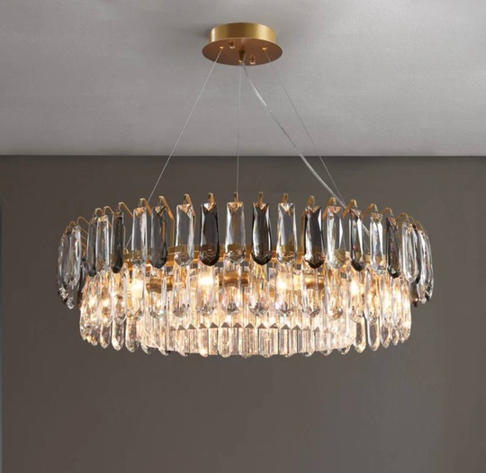 Люстра подвесная ARZU 50*22 золото, кристалл, металл, Е14.