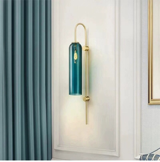 Настенный светильник GORO, Бра,  20*80, зеленый, золото, металл, Е27.