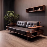 Прямой диван Alice темный орех, кожа, 240*85*75 см