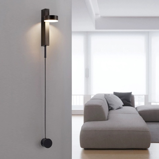 Настенный светильник черный LOPPA, Бра, 45*80, металл, LED.