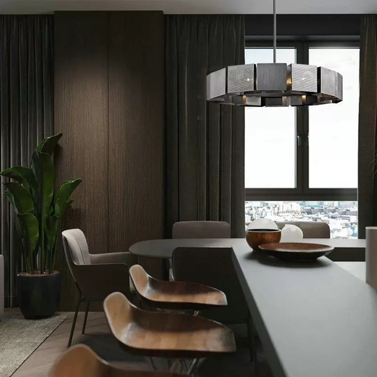 Светильник подвесной черный, серебро Elyfrin, металл, трос 50 см, 60 *16 см, подвесная, G9, 5 Вт