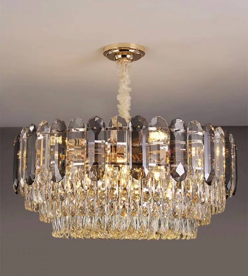 Люстра подвесная BERKE 60*30 дымчатый, стекло, металл, Е14.