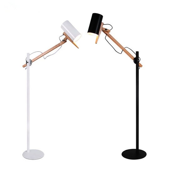 Торшер черный дерево Aluvex, 40*135 см, LED, E27, металл, дерево, 14 Вт