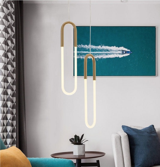 Подвесной светильник золотой, 60*14 см. Rudi Loop - 11 Вт