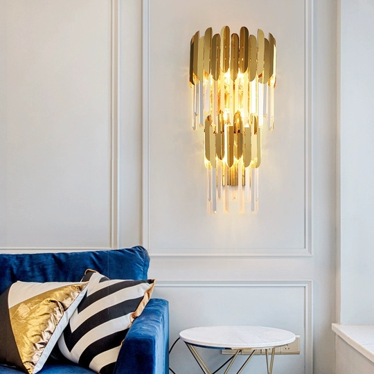 Настенный светильник, БРА ZACH 30*60, золото, металл, Е14.