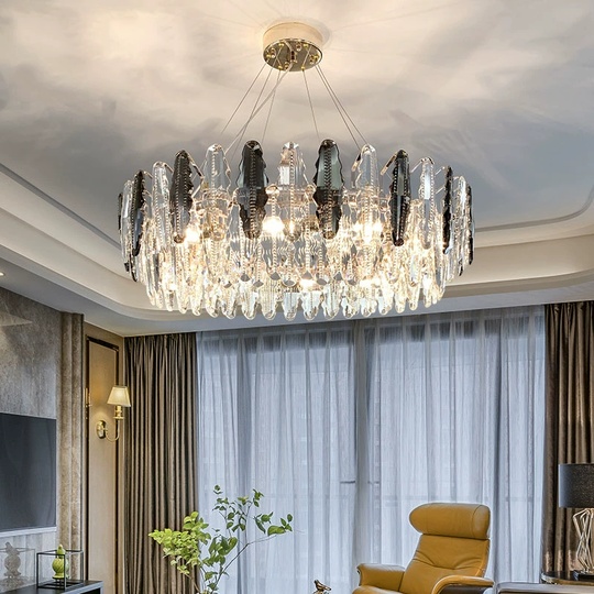 Люстра подвесная BENAY 60*25 дымчатый, стекло, металл, Е14.