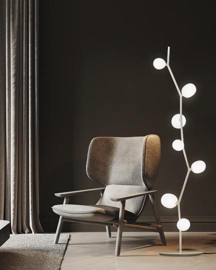 Торшер белый Oscar, 2 м, 49*183 см, светодиодный, G9, металл, стекло, современный