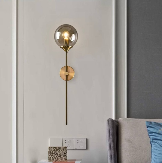 Настенный светильник LOUIS 15*60, бронза, пепельный, металл, Е27.