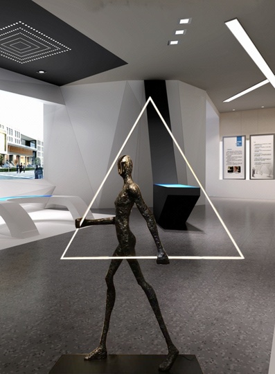 Торшер человек. Напольный светильник черный торшер 98*20*151. NIM GEO - человек с треугольником, LED, 50 Вт