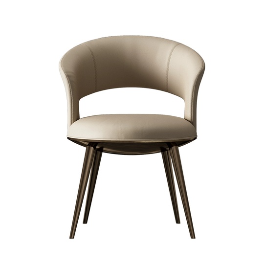 Обеденный стул молочный, Gofo, 57*76*58 см, кожа