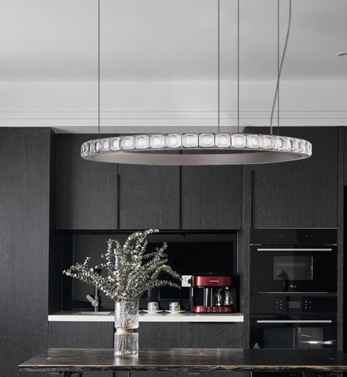 Люстра подвесная MAI HE MAI титановый цвет. 80 см. LAMAR - люстра с кристаллами, LED, 45 Вт