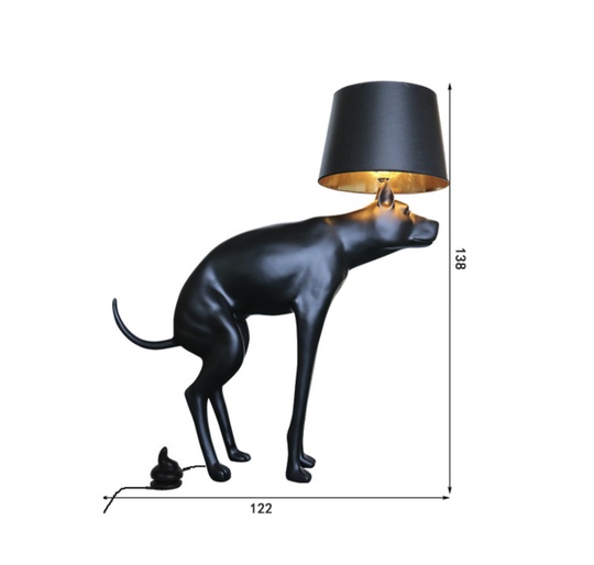 Напольный светильник черный. Собака торшер - Dog 138 см, E27, 10 Вт