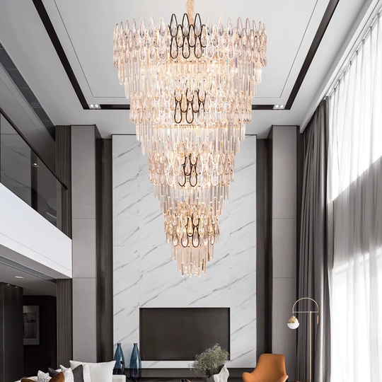 Люстра подвесная, золото, кристалл, ART 80*130 металл, E14.