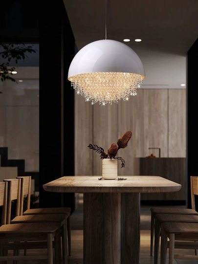 Люстра подвесная, серебро, белый, кристалл, SALENA 80*90 металл, LED.