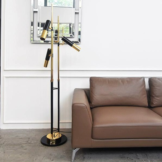 Торшер с направляющими плафонами черный, золото Tadle 30*175, LED, E14, металл