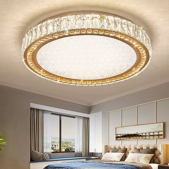 Потолочный светильник, хром, кристалл, GRACE 100*13 металл, LED.
