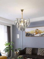 Люстра подвесная, золото, хрусталь, HARISH 80*50 металл, E14.