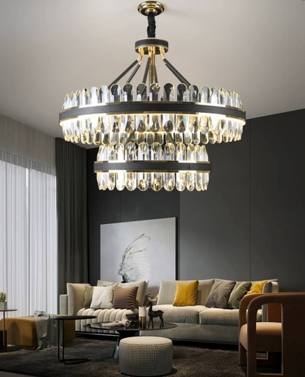 Люстра подвесная BIHTER 60*38 золото, кристалл, металл, LED.