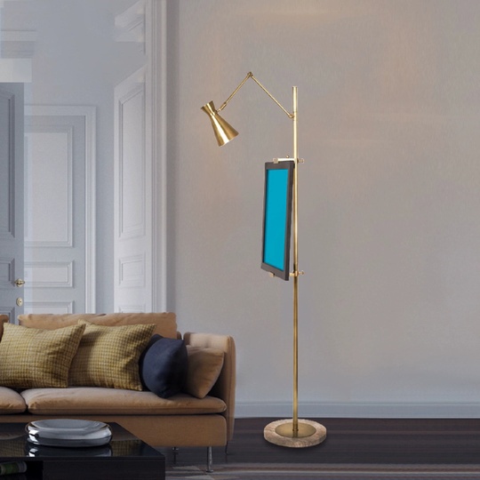 Торшер белый бронза Alqora, 50*170 см, LED, Е27, мрамор, 24 Вт