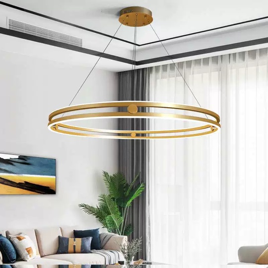 Светильник подвесной медый Aeloria, металл, трос 120 см, 80*7.5 см, LED