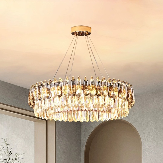 Люстра подвесная ARZU 80*22 золото, кристалл, металл, Е14.
