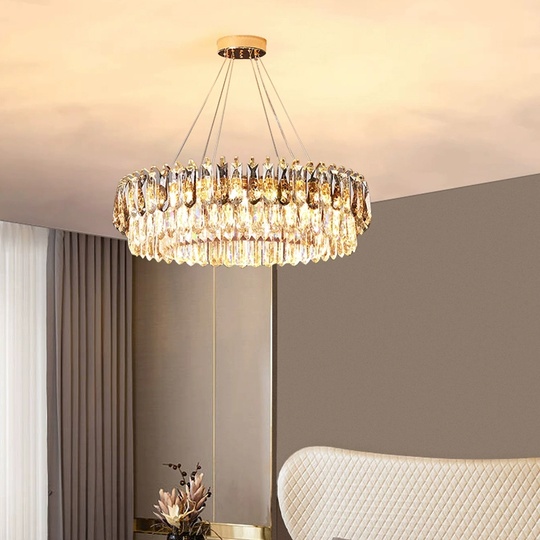 Люстра подвесная ARZU 80*22 золото, кристалл, металл, Е14.