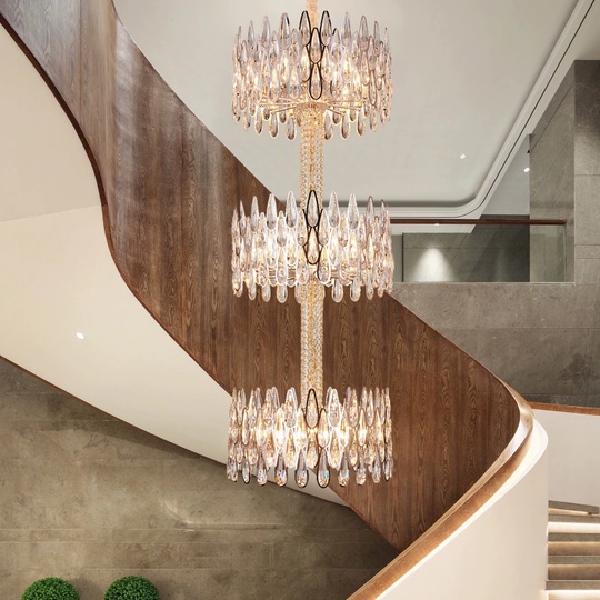 Люстра подвесная, золото, кристалл, APRIL 50*210 металл, E14.