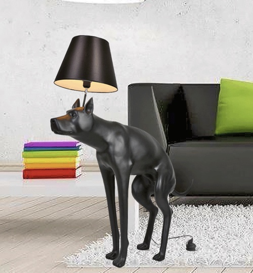 Напольный светильник черный. Собака торшер - Dog 138 см, E27, 10 Вт