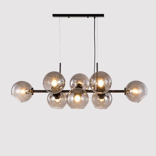 Люстра черная Zyntarix, металл, стекло дымчатое, 105*35 см, Е27