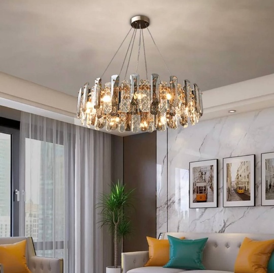 Люстра подвесная AKCICEK 60*22 дымчатый, стекло, металл, Е14.