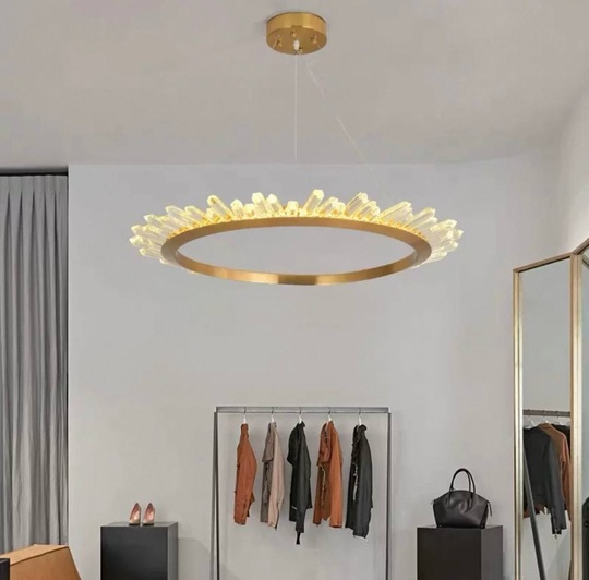 Люстра подвесная, золото, кристалл, KESTER 120*15 металл, LED.