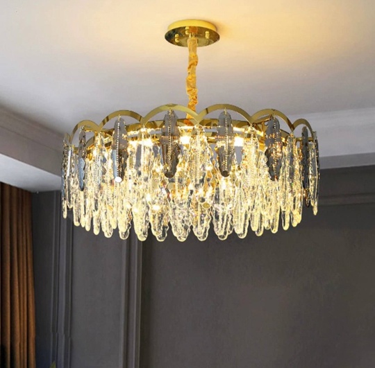 Люстра подвесная, медь, пепельный, кристалл, GUMUS 100*28, металл, Е14.