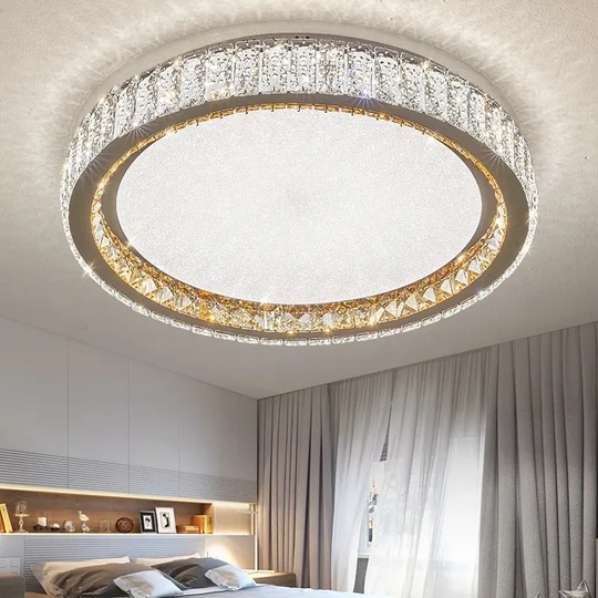 Потолочный светильник, хром, кристалл, GRACE 60*13 металл, LED.