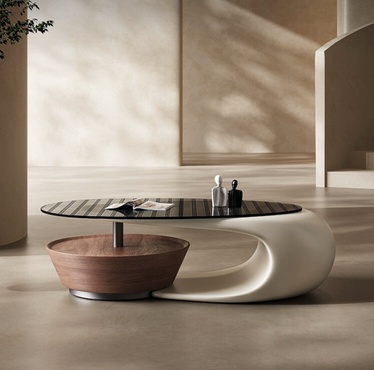 Дизайнерский журнальный стол Ausdy, светлый, современный дизайн, 138х70х37 см.