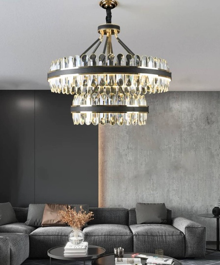 Люстра подвесная BIHTER 60*38 золото, кристалл, металл, LED.