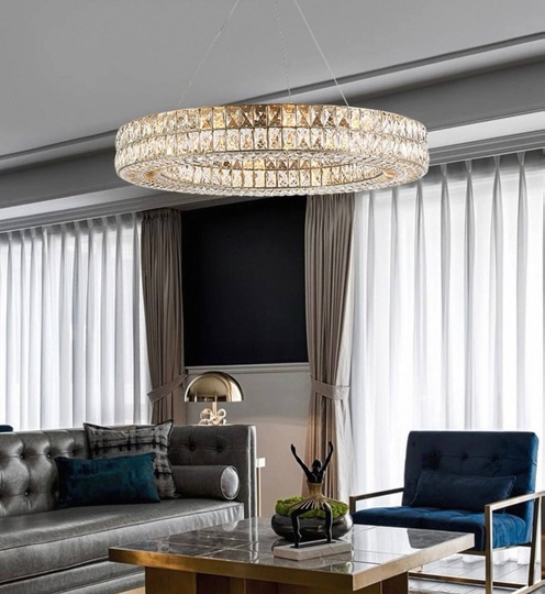 Люстра золотая Evlorm, металл, кристалл, 65*12 см, подвесная, Е14