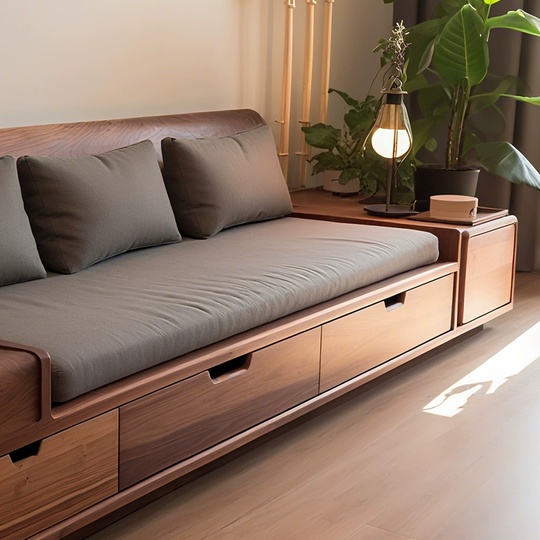 Прямой диван Clarice чёрный орех, ткань, 260*85*80 см