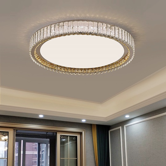 Потолочный светильник, хром, кристалл, GRACE 100*13 металл, LED.