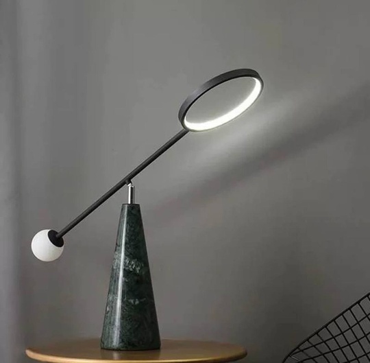 Настольная лампа LEO 55*64, мрамор, зеленый.