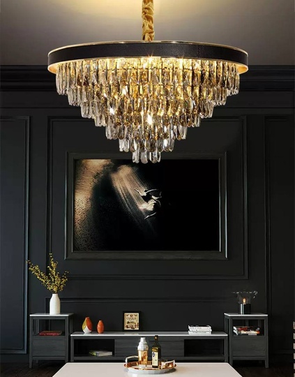 Люстра подвесная ALA 50*30 золото, кристалл, металл, Е14.