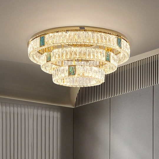 Люстра подвесная CEYHAN 40+60+80 золотой, хрусталь, металл, LED.