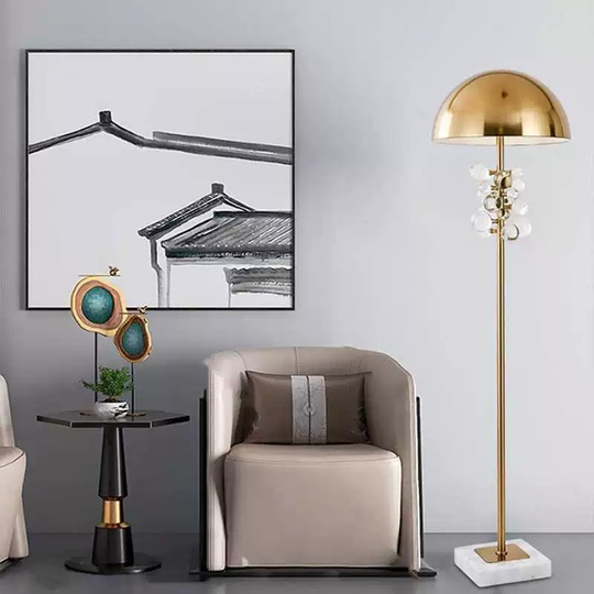 Торшер белый, золото Luxe, 45*45*158 см, светодиодный, Е27, мрамор, 15 Вт