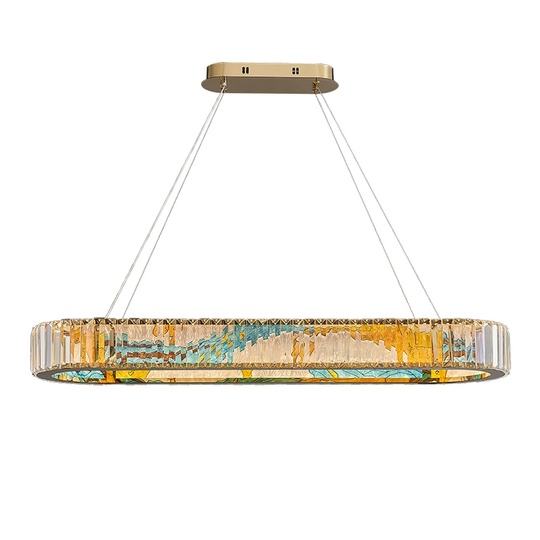 Люстра подвесная, золото, ПММА, RIVEN 80*10 металл, LED.