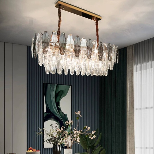 Люстра подвесная BEREN 80*37 дымчатый, стекло, металл, Е14.