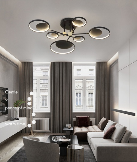 Люстра подвесная MAI HE MAI черная на 6 плафонов / 115*25. SIUS - черная люстра, LED, 83 Вт