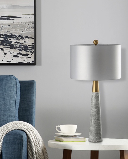настольная лампа мрамор серая Houston Grey Marble, 38*70 см, светодиодная, E27*1 шт