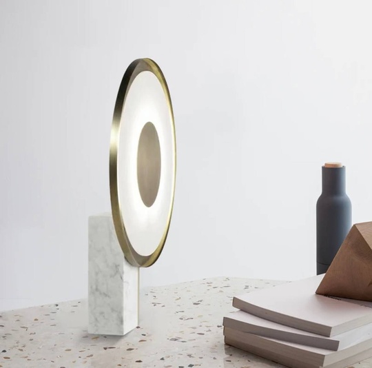 Настольная лампа BETO 32*43, мрамор, акрил, белый, античная бронза