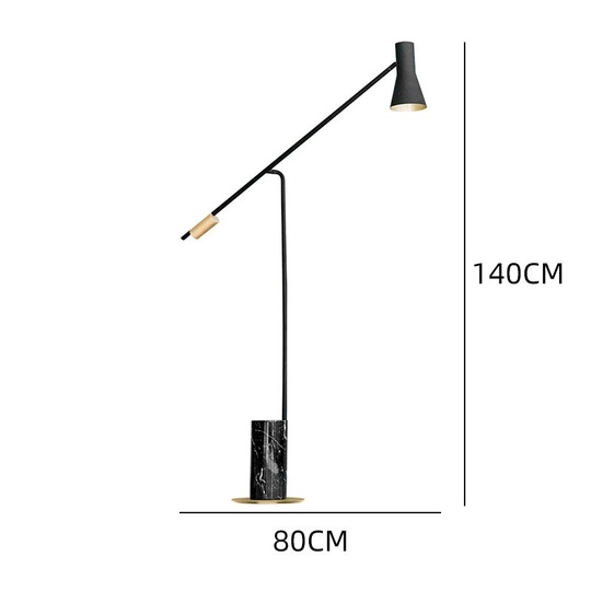 Торшер черный, золото, 80*140 см, LED, Е27, мрамор, 10 Вт