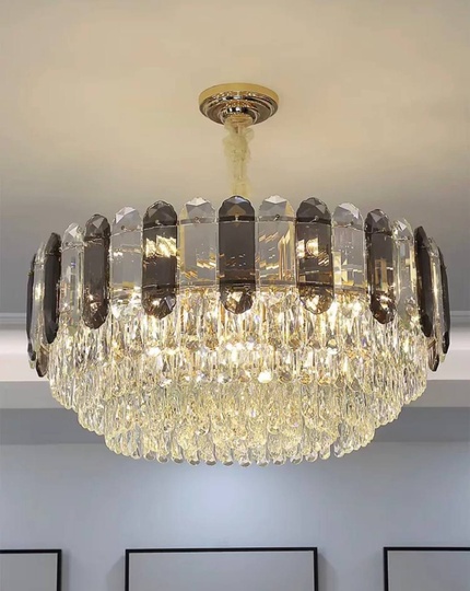 Люстра подвесная BERKE 100*35 дымчатый, стекло, металл, Е14.